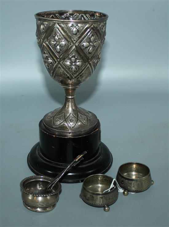 Victorian silver cup & 5 other items